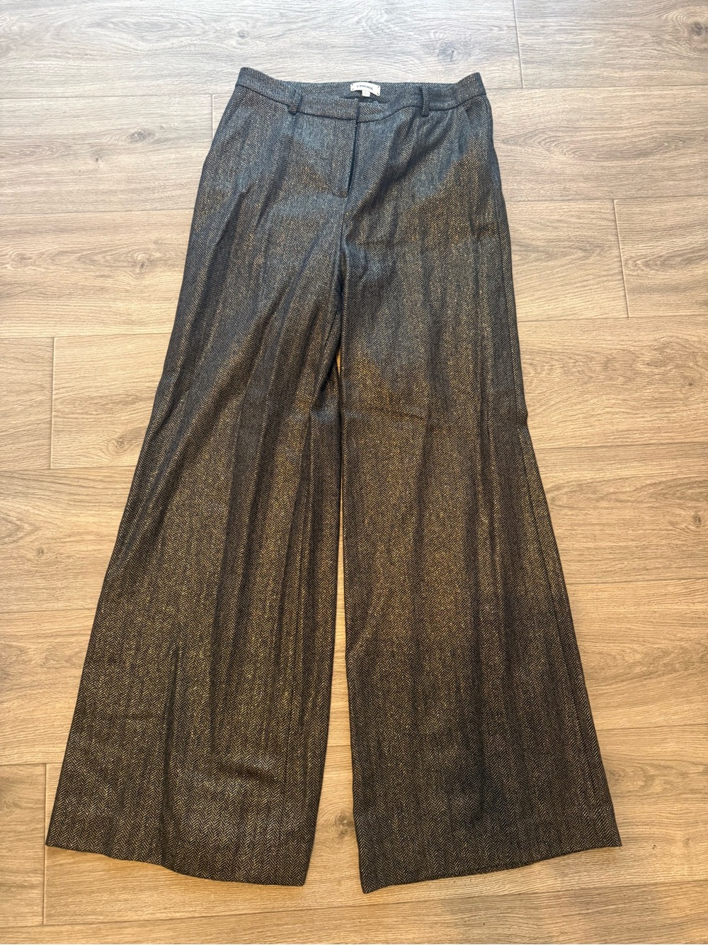 L'AGENCE Metallic Black Wide-Leg Trousers